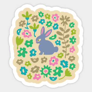 BUNNY RABBIT Cute Baby Animal with Flowers in Pastel Lavender Purple - Kids Easter Spring and 2023 Year of the Rabbit - UnBlink Studio by Jackie Tahara Sticker